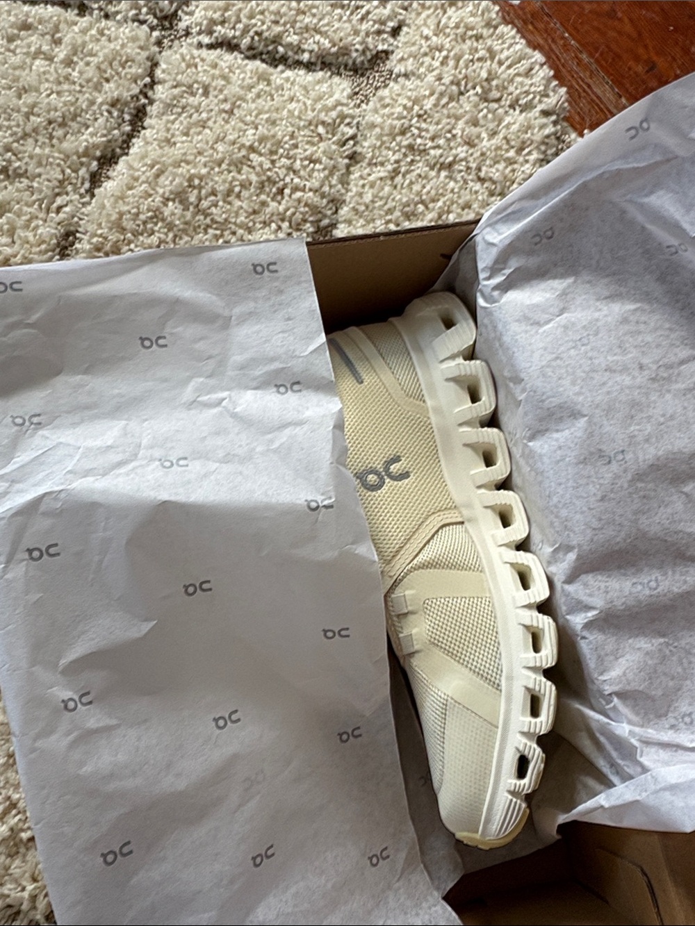 On Running Cloud 6 Athletic Shoe in Cream Beige - Picture 8 of 9